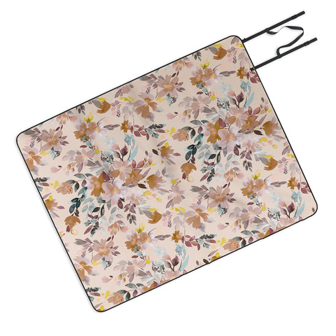 Ninola Design Botanic Retreat Floral Oleander Whimsical Soft Pink Picnic Blanket