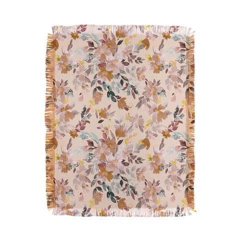 Ninola Design Botanic Retreat Floral Oleander Whimsical Soft Pink Throw Blanket