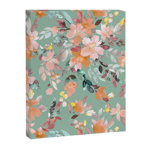 Ninola Design Botanic Retreat Floral Oleander Whimsical Teal Green Art Canvas