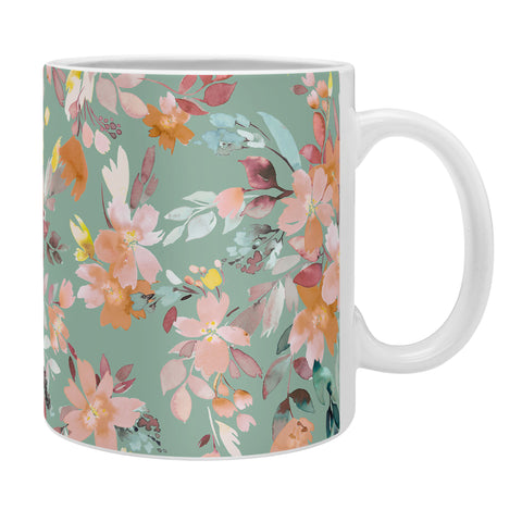 Ninola Design Botanic Retreat Floral Oleander Whimsical Teal Green Coffee Mug