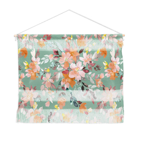 Ninola Design Botanic Retreat Floral Oleander Whimsical Teal Green Wall Hanging Landscape