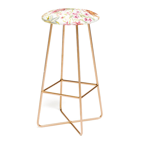 Ninola Design Botanic Retreat Lily Lush Floral Orange Green Bar Stool