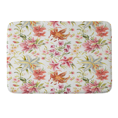 Ninola Design Botanic Retreat Lily Lush Floral Orange Green Memory Foam Bath Mat