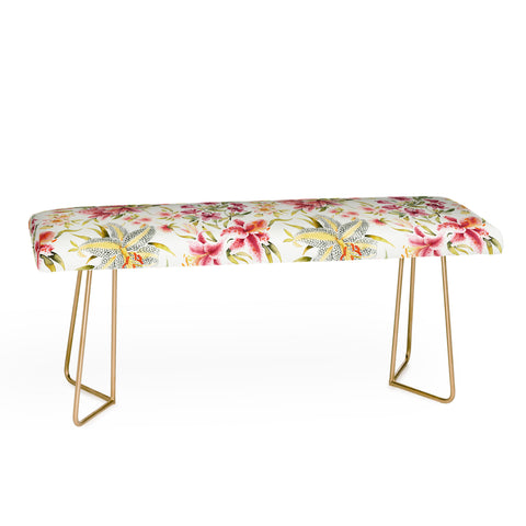 Ninola Design Botanic Retreat Lily Lush Floral Orange Green Bench
