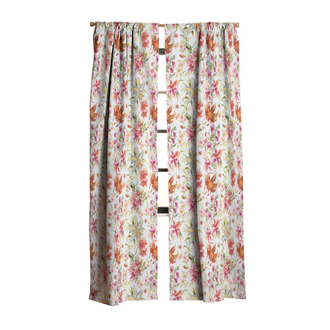 Ninola Design Botanic Retreat Lily Lush Floral Orange Green Blackout Window Curtain