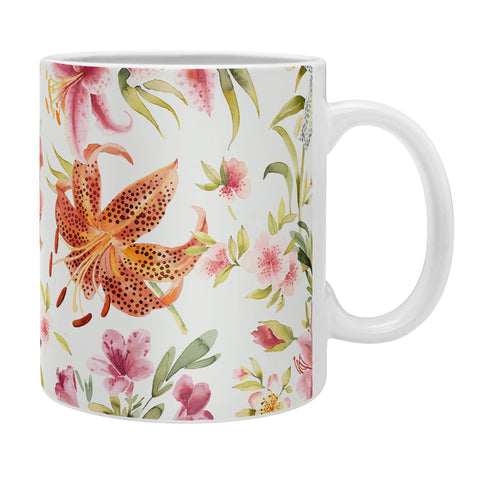 Ninola Design Botanic Retreat Lily Lush Floral Orange Green Coffee Mug
