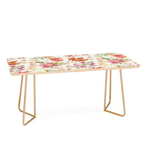 Ninola Design Botanic Retreat Lily Lush Floral Orange Green Coffee Table