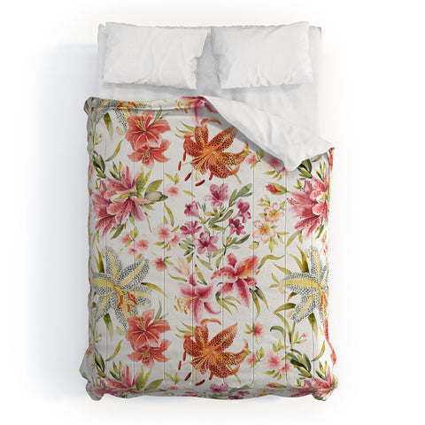 Ninola Design Botanic Retreat Lily Lush Floral Orange Green Comforter