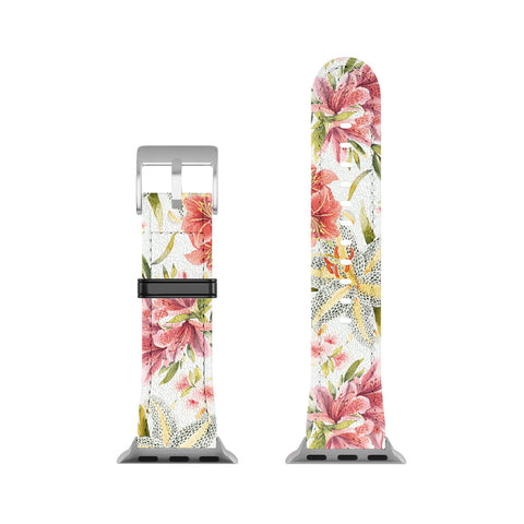 Ninola Design Botanic Retreat Lily Lush Floral Orange Green Apple Watch Band