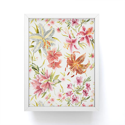Ninola Design Botanic Retreat Lily Lush Floral Orange Green Framed Mini Art Print