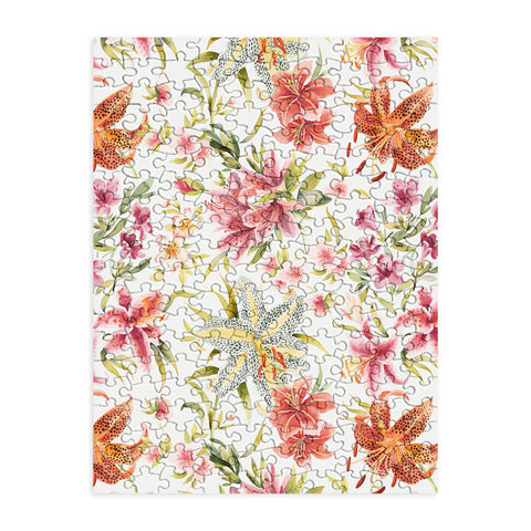 Ninola Design Botanic Retreat Lily Lush Floral Orange Green Puzzle