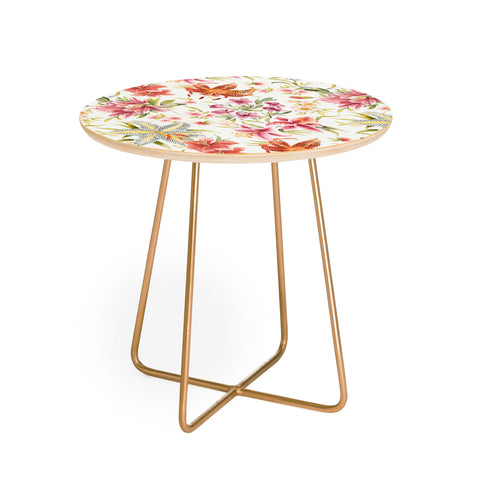 Ninola Design Botanic Retreat Lily Lush Floral Orange Green Round Side Table