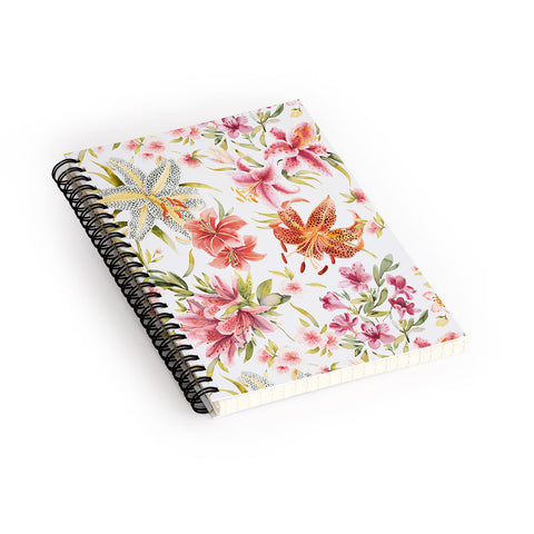 Ninola Design Botanic Retreat Lily Lush Floral Orange Green Spiral Notebook