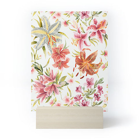 Ninola Design Botanic Retreat Lily Lush Floral Orange Green Mini Art Print