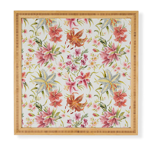 Ninola Design Botanic Retreat Lily Lush Floral Orange Green Framed Wall Art