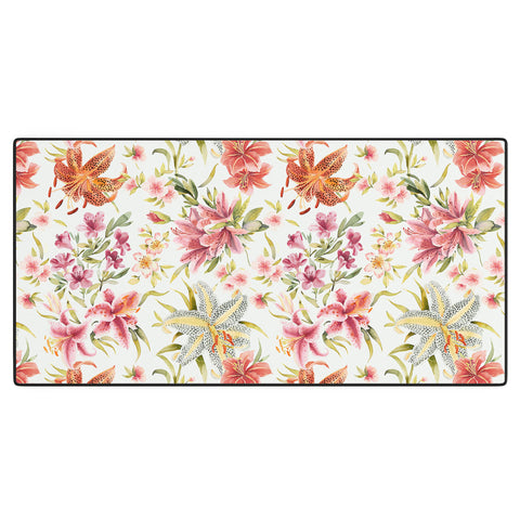 Ninola Design Botanic Retreat Lily Lush Floral Orange Green Desk Mat