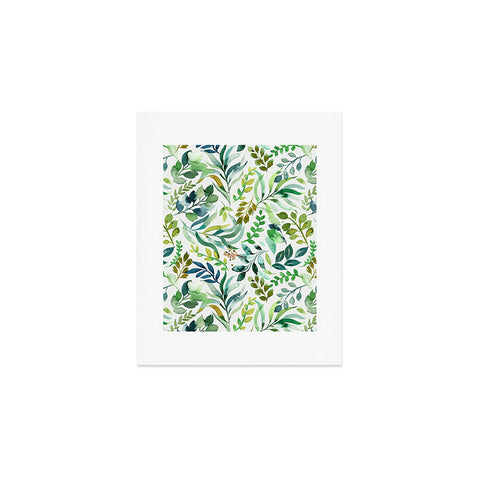 Ninola Design Botanic Retreat Loose Botanical Leaves Watercolor Green Art Print
