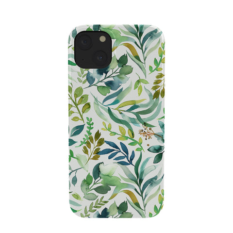 Ninola Design Botanic Retreat Loose Botanical Leaves Watercolor Green Phone Case