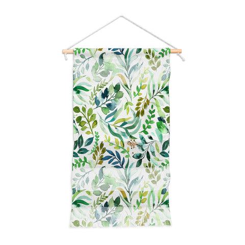 Ninola Design Botanic Retreat Loose Botanical Leaves Watercolor Green Wall Hanging Portrait