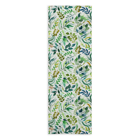 Ninola Design Botanic Retreat Loose Botanical Leaves Watercolor Green Yoga Towel