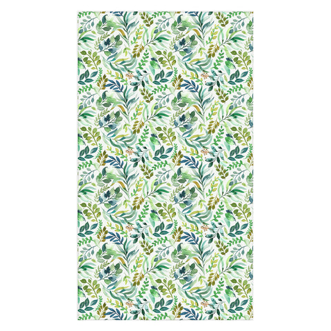 Ninola Design Botanic Retreat Loose Botanical Leaves Watercolor Green Tablecloth