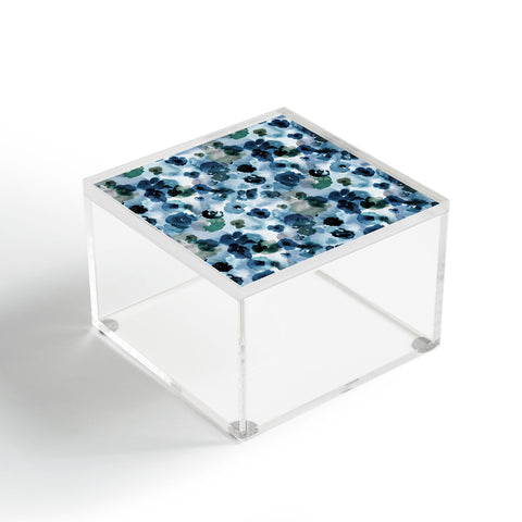 Ninola Design Botanic Retreat Ombre Abstract Watercolor Flowers Blue Navy Acrylic Box