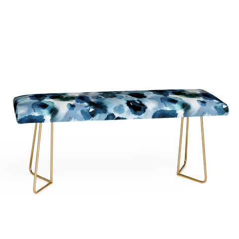 Ninola Design Botanic Retreat Ombre Abstract Watercolor Flowers Blue Navy Bench