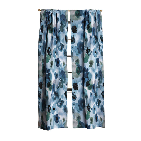 Ninola Design Botanic Retreat Ombre Abstract Watercolor Flowers Blue Navy Blackout Non Repeat