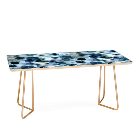 Ninola Design Botanic Retreat Ombre Abstract Watercolor Flowers Blue Navy Coffee Table
