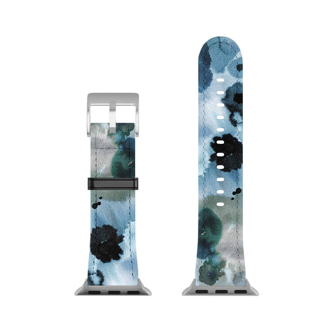 Ninola Design Botanic Retreat Ombre Abstract Watercolor Flowers Blue Navy Apple Watch Band