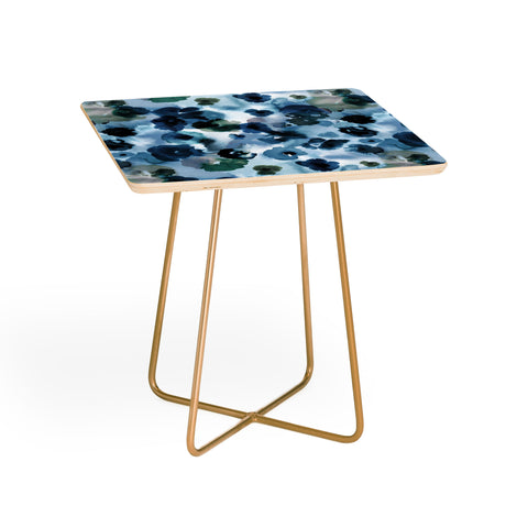 Ninola Design Botanic Retreat Ombre Abstract Watercolor Flowers Blue Navy Side Table