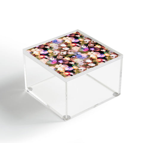 Ninola Design Botanic Retreat Ombre Abstract Watercolor Flowers Pink gold Acrylic Box