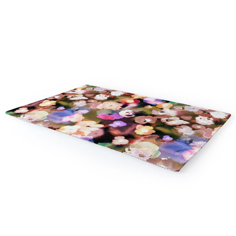 Ninola Design Botanic Retreat Ombre Abstract Watercolor Flowers Pink gold Area Rug