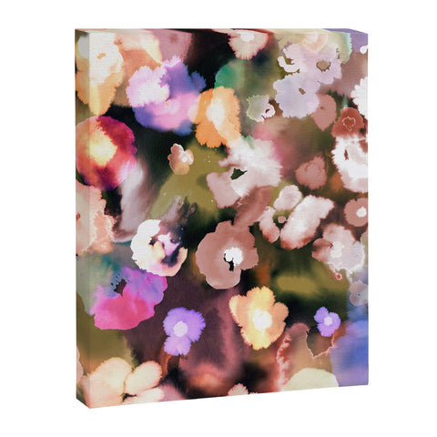 Ninola Design Botanic Retreat Ombre Abstract Watercolor Flowers Pink gold Art Canvas