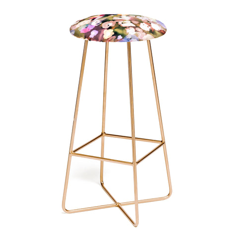 Ninola Design Botanic Retreat Ombre Abstract Watercolor Flowers Pink gold Bar Stool