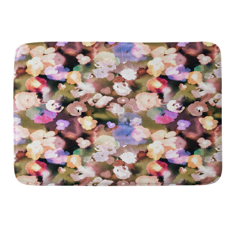 Ninola Design Botanic Retreat Ombre Abstract Watercolor Flowers Pink gold Memory Foam Bath Mat