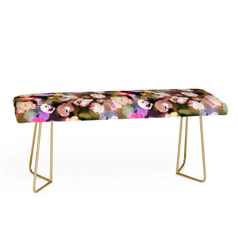Ninola Design Botanic Retreat Ombre Abstract Watercolor Flowers Pink gold Bench