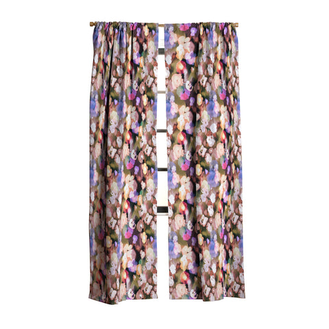 Ninola Design Botanic Retreat Ombre Abstract Watercolor Flowers Pink gold Blackout Window Curtain