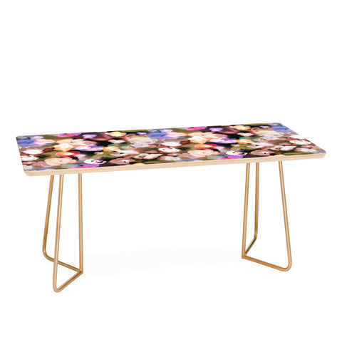 Ninola Design Botanic Retreat Ombre Abstract Watercolor Flowers Pink gold Coffee Table