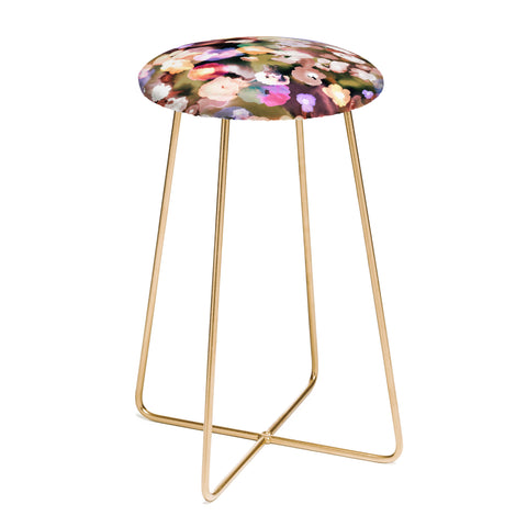 Ninola Design Botanic Retreat Ombre Abstract Watercolor Flowers Pink gold Counter Stool