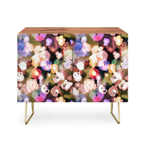 Ninola Design Botanic Retreat Ombre Abstract Watercolor Flowers Pink gold Credenza