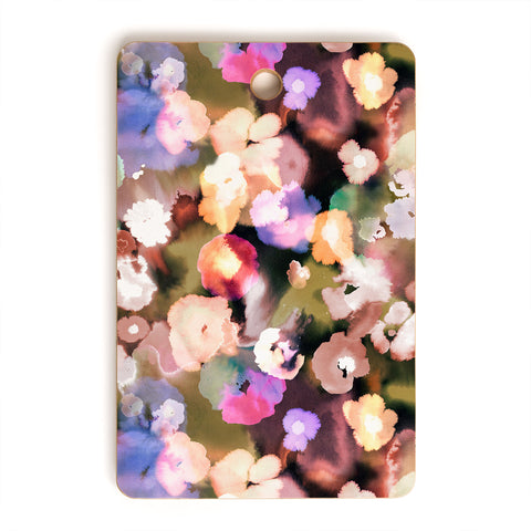 Ninola Design Botanic Retreat Ombre Abstract Watercolor Flowers Pink gold Cutting Board Rectangle
