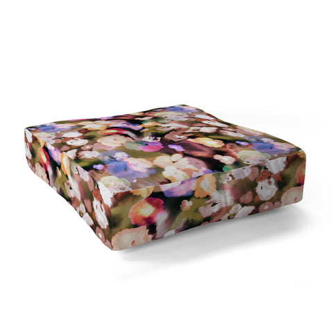 Ninola Design Botanic Retreat Ombre Abstract Watercolor Flowers Pink gold Floor Pillow Square