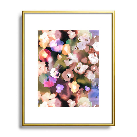 Ninola Design Botanic Retreat Ombre Abstract Watercolor Flowers Pink gold Metal Framed Art Print