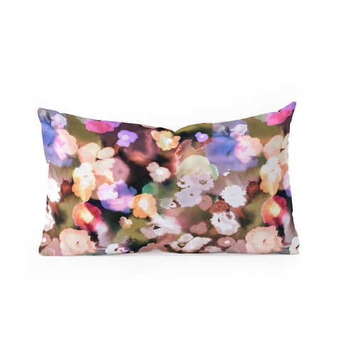 Ninola Design Botanic Retreat Ombre Abstract Watercolor Flowers Pink gold Oblong Throw Pillow