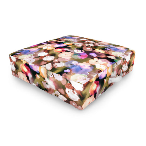 Ninola Design Botanic Retreat Ombre Abstract Watercolor Flowers Pink gold Outdoor Floor Cushion