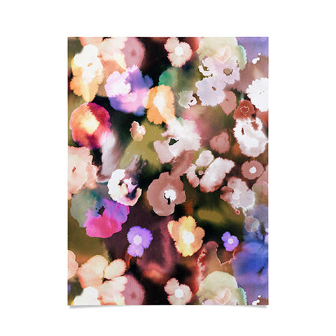 Ninola Design Botanic Retreat Ombre Abstract Watercolor Flowers Pink gold Poster