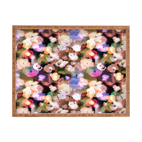 Ninola Design Botanic Retreat Ombre Abstract Watercolor Flowers Pink gold Rectangular Tray