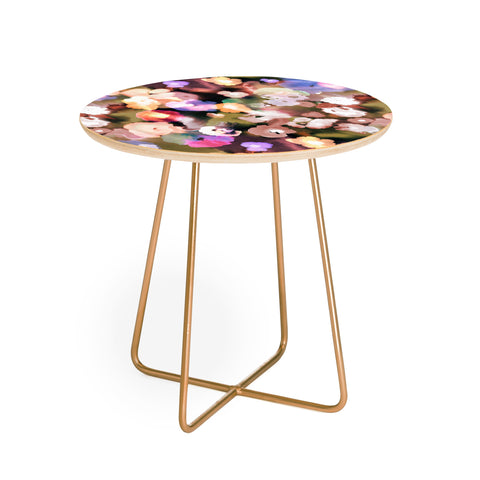 Ninola Design Botanic Retreat Ombre Abstract Watercolor Flowers Pink gold Round Side Table