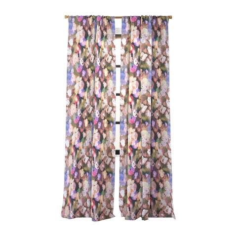 Ninola Design Botanic Retreat Ombre Abstract Watercolor Flowers Pink gold Sheer Window Curtain